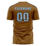 Custom Khaki Light Blue Soccer Jersey