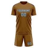 Custom Khaki Light Blue Soccer Set