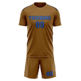 Custom Khaki Sky Blue Soccer Set