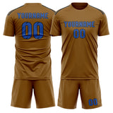 Custom Khaki Sky Blue Soccer Set