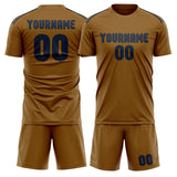 Custom Khaki Blue Soccer Set