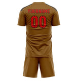 Custom Khaki Orange Red Soccer Set