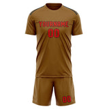 Custom Khaki Orange Red Soccer Set