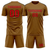 Custom Khaki Orange Red Soccer Set