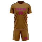 Custom Khaki Pink Soccer Set