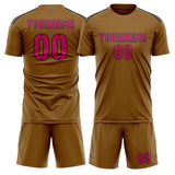 Custom Khaki Pink Soccer Set