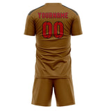 Custom Khaki Red Soccer Set