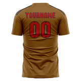 Custom Khaki Red Soccer Jersey