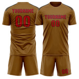 Custom Khaki Red Soccer Set