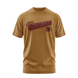 Custom Khaki Crimson Red T-Shirt