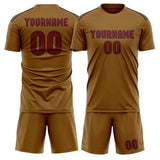 Custom Khaki Crimson Red Soccer Set