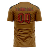Custom Khaki Coral Red Soccer Jersey