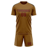 Custom Khaki Coral Red Soccer Set
