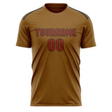Custom Khaki Coral Red Soccer Jersey