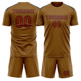 Custom Khaki Coral Red Soccer Set