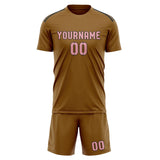 Custom Khaki Light Pink Soccer Set