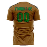 Custom Khaki Emerald Green Soccer Jersey