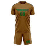 Custom Khaki Emerald Green Soccer Set