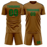 Custom Khaki Emerald Green Soccer Set