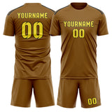Custom Khaki Light Yellow Soccer Set
