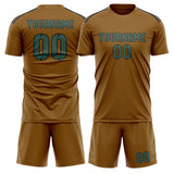Custom Khaki Blue Green Soccer Set