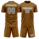 Custom Khaki Gray Soccer Set