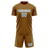 Custom Khaki Light Blue Soccer Set