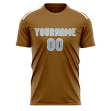 Custom Khaki Light Blue Soccer Jersey