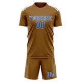 Custom Khaki Sky Blue Soccer Set