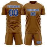 Custom Khaki Sky Blue Soccer Set