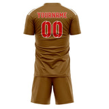 Custom Khaki Orange Red Soccer Set