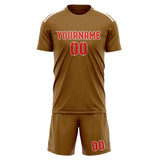Custom Khaki Orange Red Soccer Set