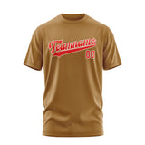 Custom Khaki Orange Red T-Shirt