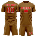Custom Khaki Orange Red Soccer Set