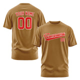 Custom Khaki Orange Red T-Shirt