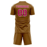Custom Khaki Pink Soccer Set