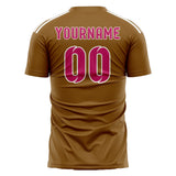 Custom Khaki Pink Soccer Jersey