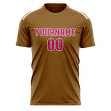 Custom Khaki Pink Soccer Jersey