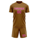 Custom Khaki Pink Soccer Set
