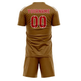 Custom Khaki Red Soccer Set