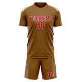 Custom Khaki Red Soccer Set