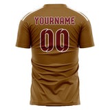 Custom Khaki Crimson Red Soccer Jersey