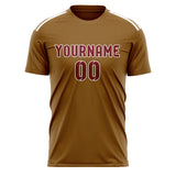 Custom Khaki Crimson Red Soccer Jersey