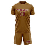 Custom Khaki Crimson Red Soccer Set