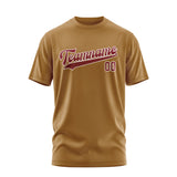 Custom Khaki Crimson Red T-Shirt