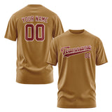 Custom Khaki Crimson Red T-Shirt