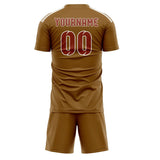Custom Khaki Coral Red Soccer Set