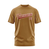 Custom Khaki Coral Red T-Shirt