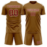 Custom Khaki Coral Red Soccer Set