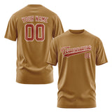 Custom Khaki Coral Red T-Shirt